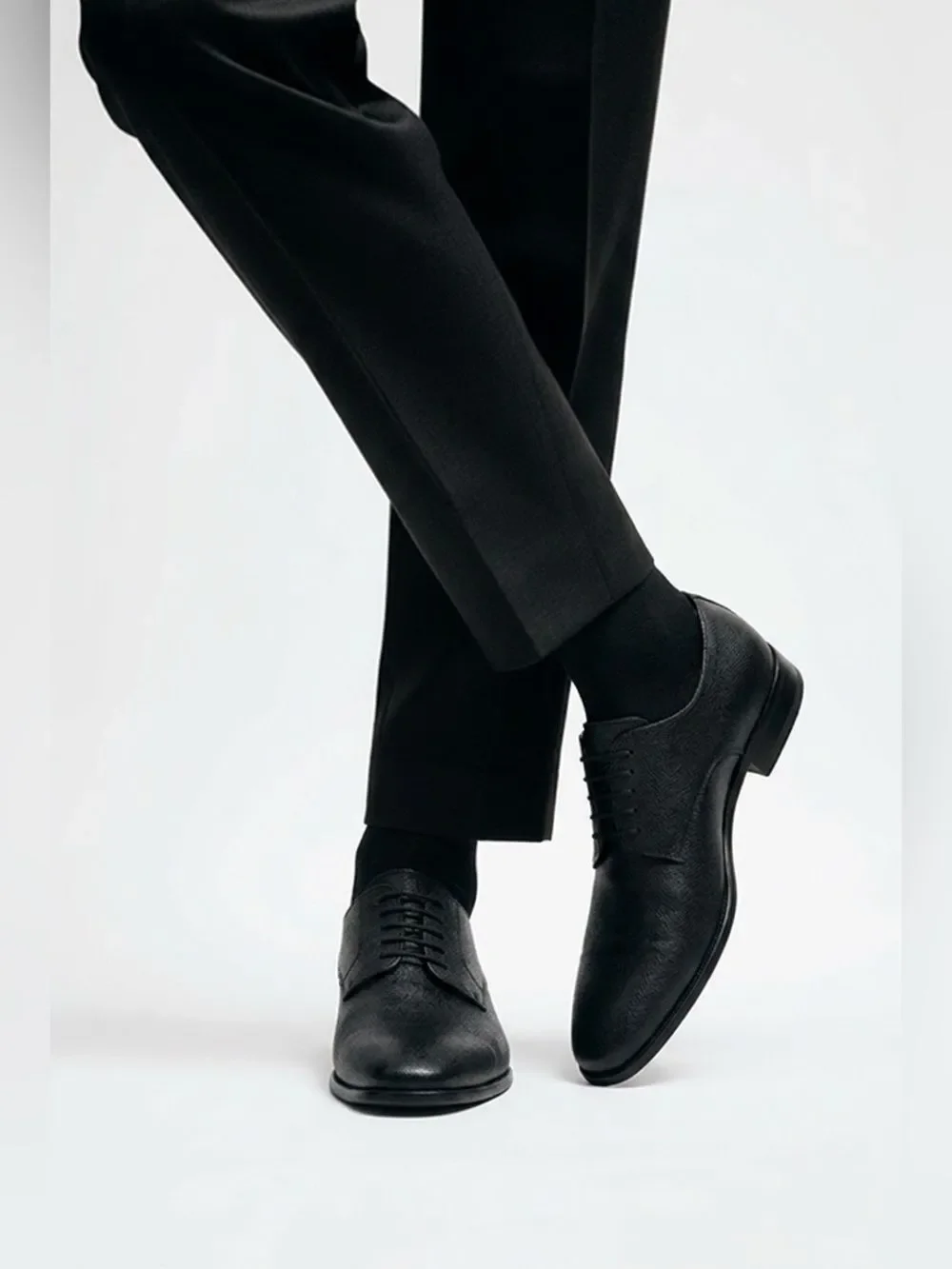 Calvin Klein Classic Black Men's Leather Dress Shoes - Lace-Up Oxford -Gunther